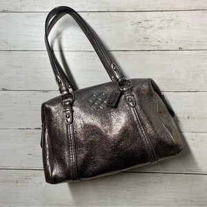 Coach 44074 Julia Pebbled Leather Handbag in Gunmetal/Silver
